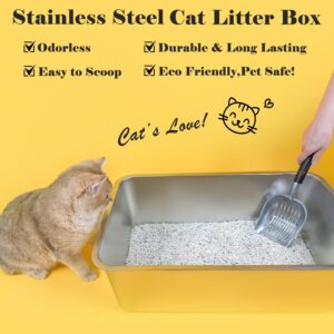 Alternative view of LIHONG Stainless Steel Cat Litter Box,Extra Large Metal Litter Box for Big Cats Kitty Rabbits,No Smell,Non Stick,Easy to Clean(24" Lx16 Wx8 H,XL)